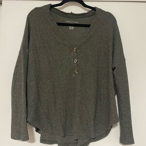 American Eagle Outfitters Olive Green Ribbed Women's Top